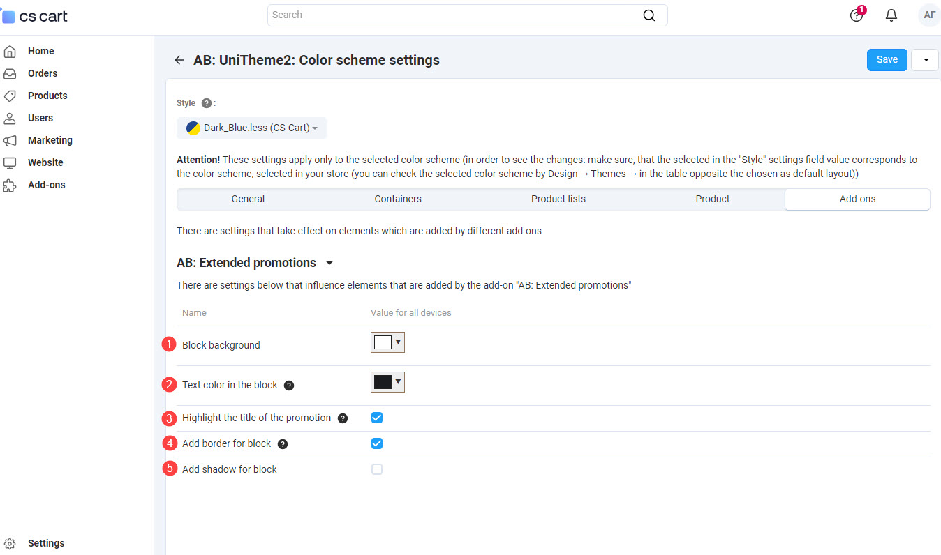 Page of color scheme of block "Deal of the day" Page of color scheme of block "Deal of the day"