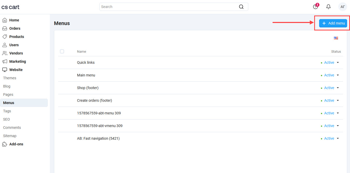Sequence of menu creating