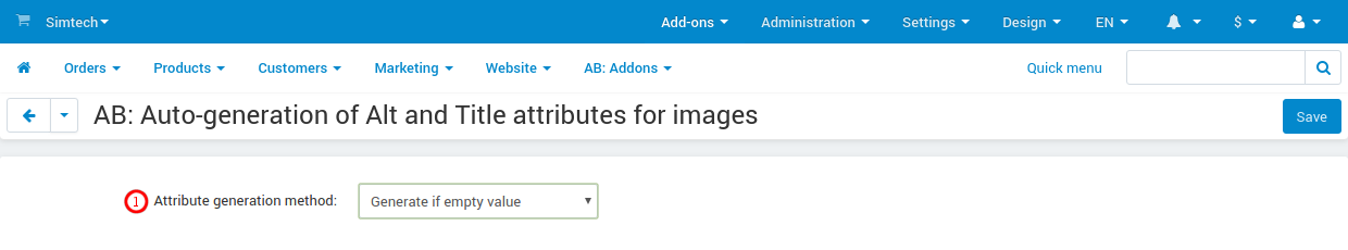 Add-on settings page Add-on settings page