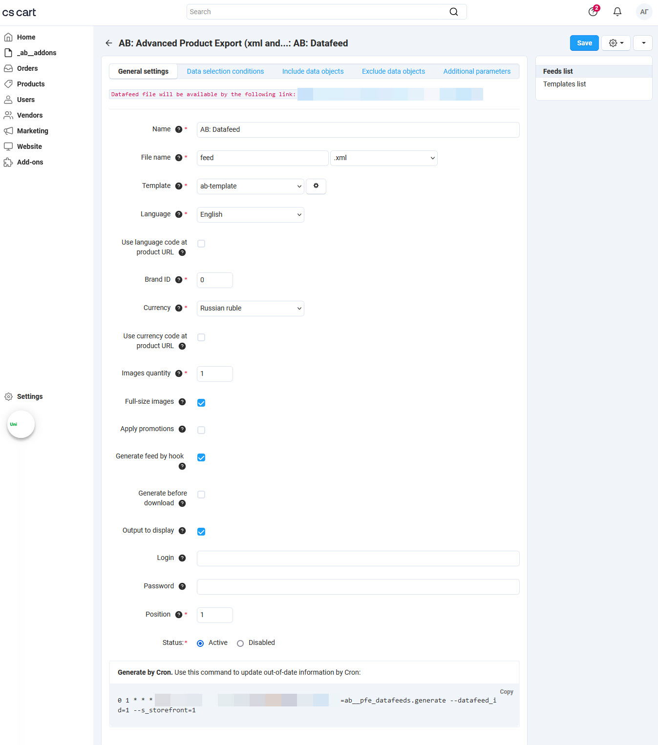 Tab "General settings"n