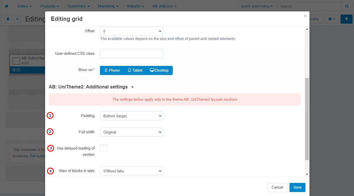 Additional grid functions from UniTheme2