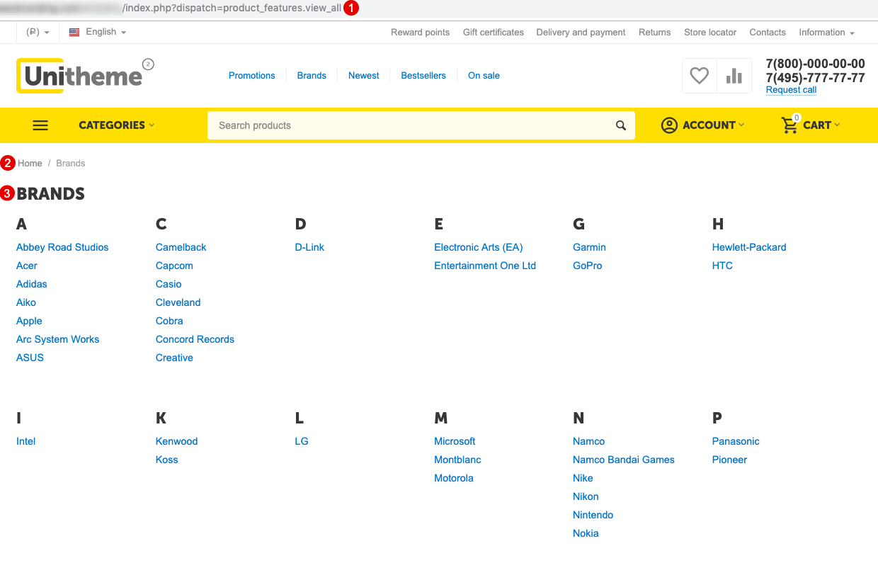 All brands page