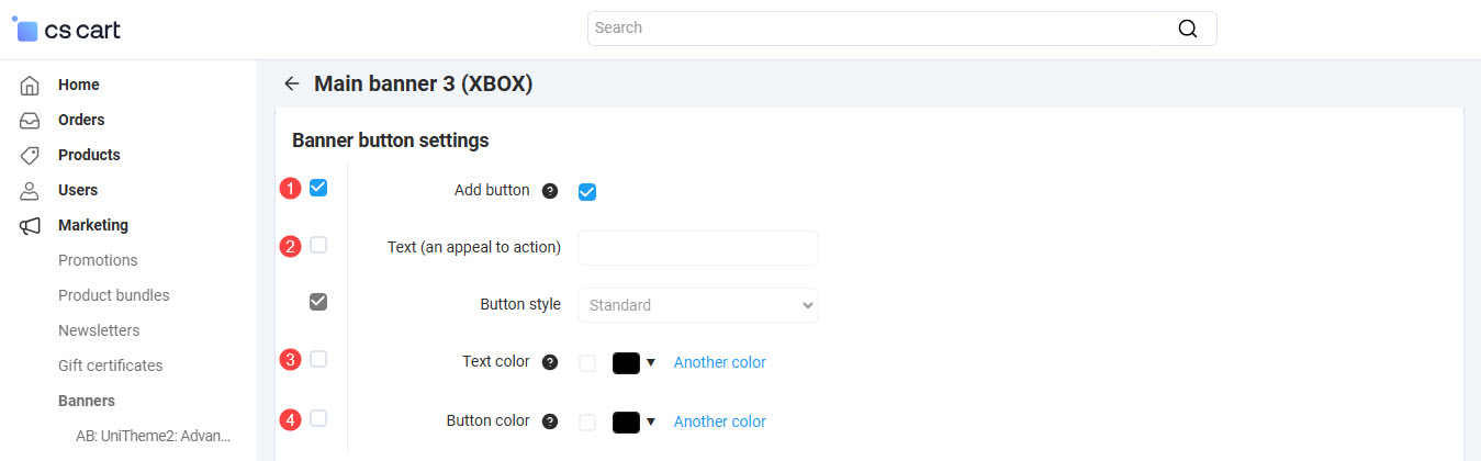 Button settings window
