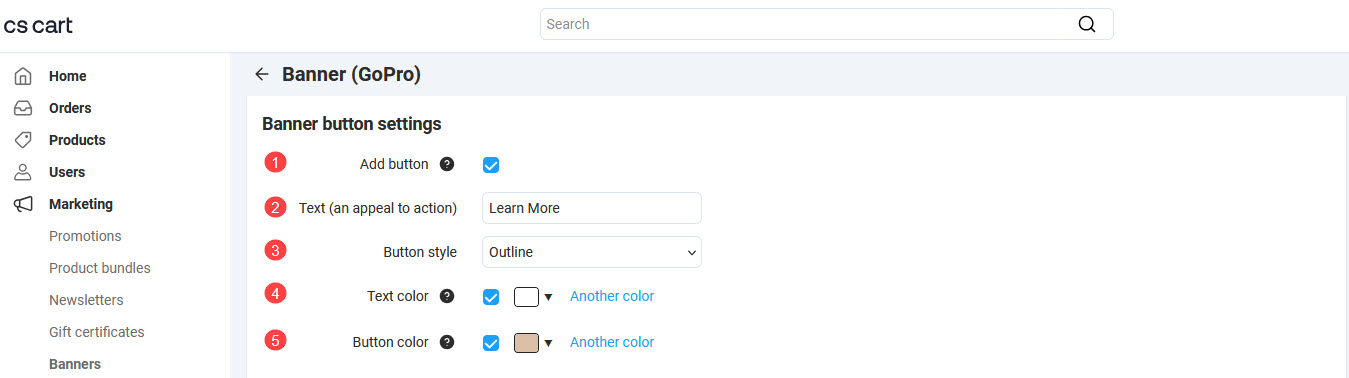 Button settings window