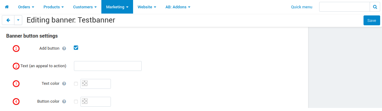 Button settings window