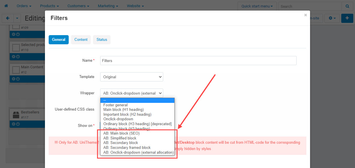 Additional block wrappers in UniTheme2