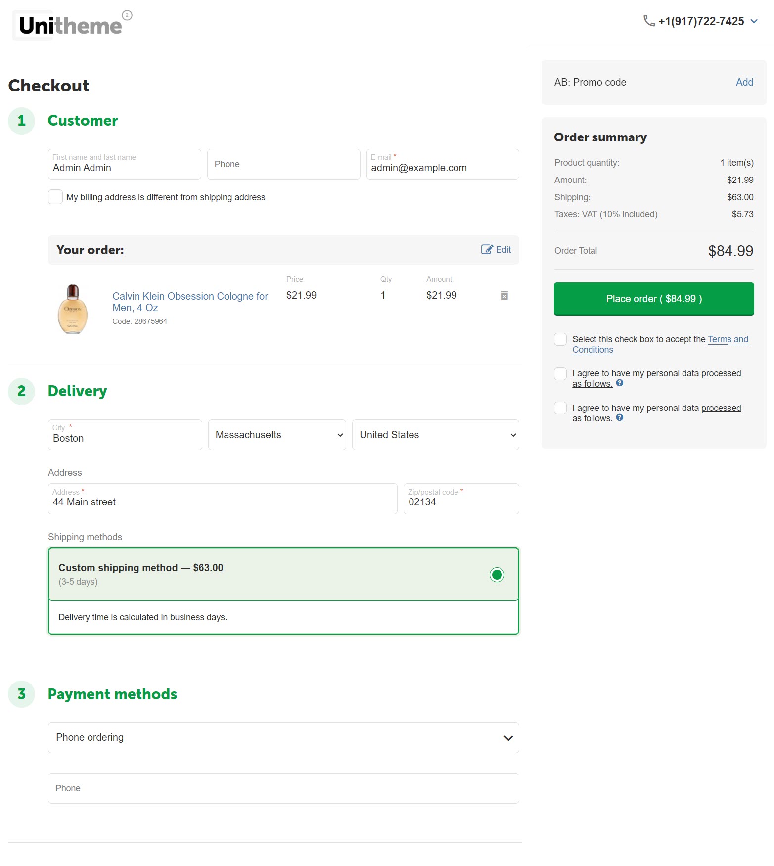 New style of the page "Checkout" in UniTheme2
