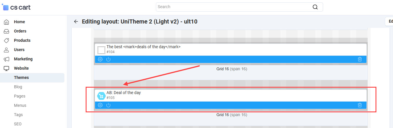 Block AB: Deal of the day for Homepage layout