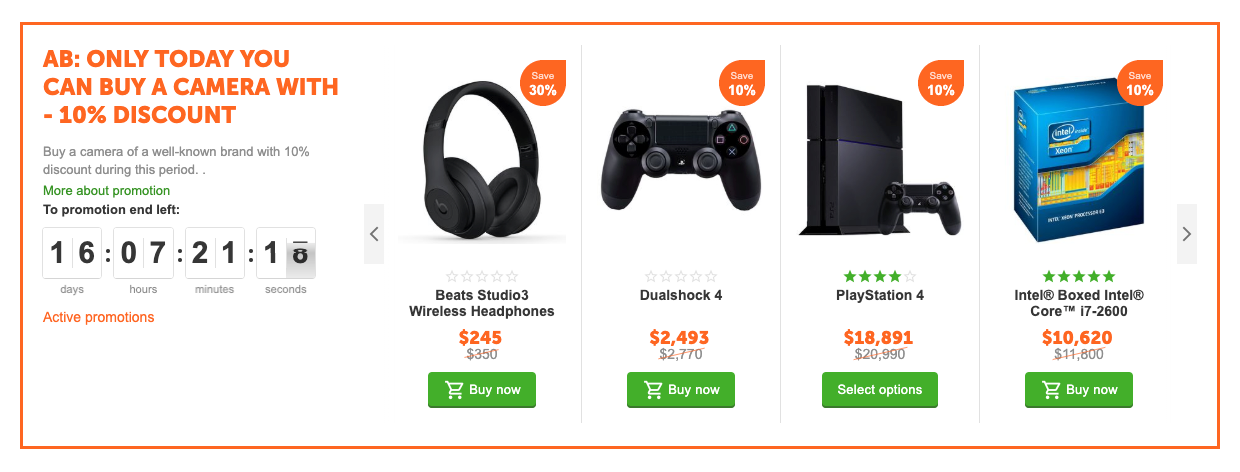 Block AB: Deal of the day  - display on storefront