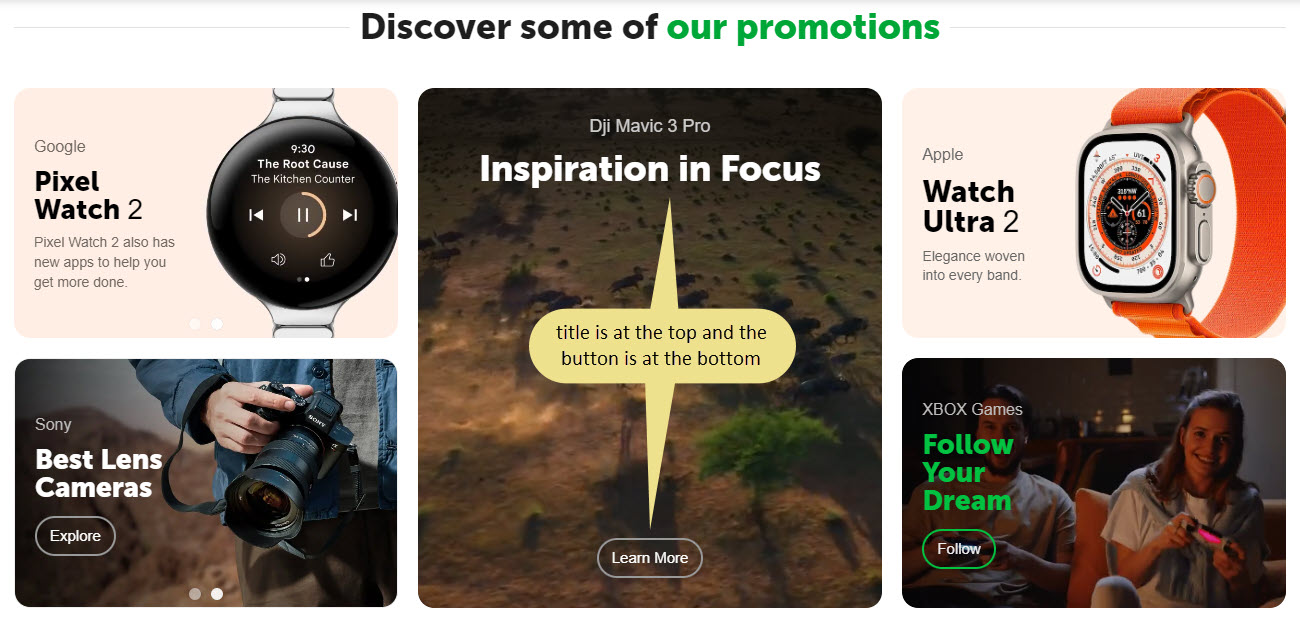 Example of the preset "Button at the bottom"