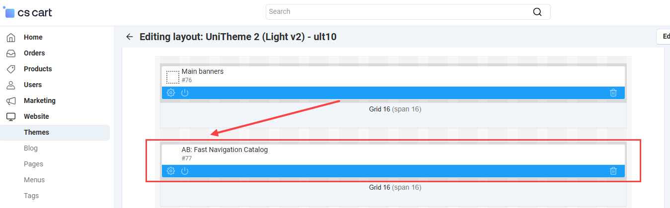 Block AB: Fast Navigation Catalog in Homepage layout