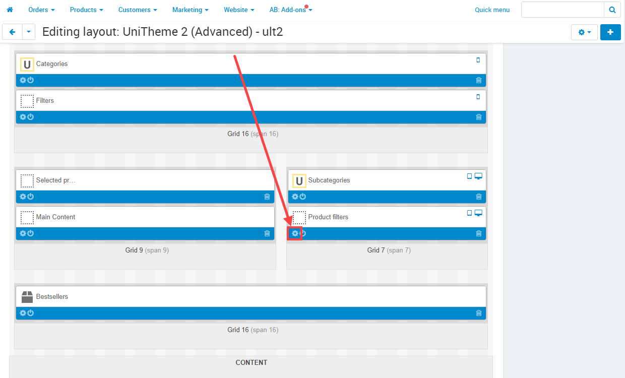 Page of layouts with the block "Product filters" Page of layouts with the block "Product filters"