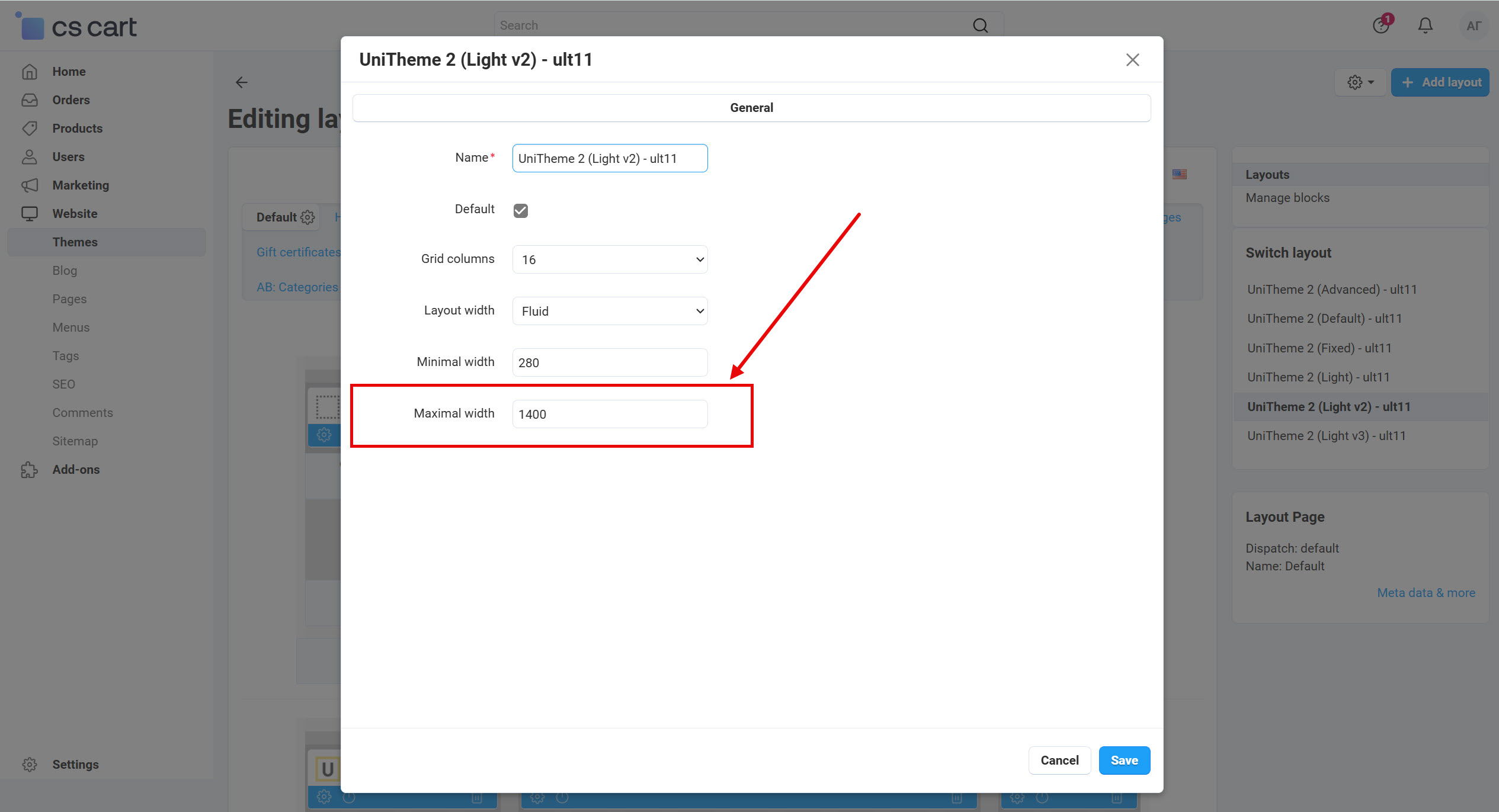 Changing width of layout Changing width of layout