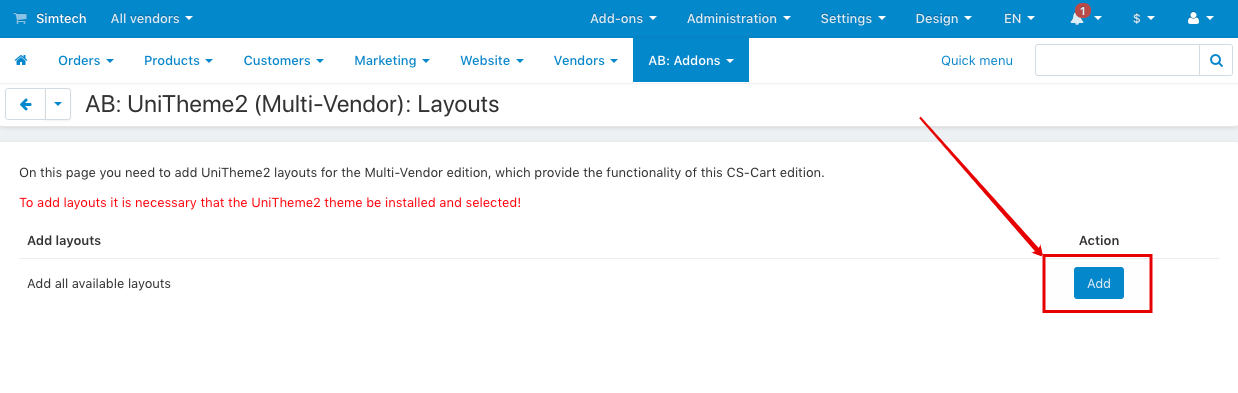 Adding layouts for Multi - Vendor