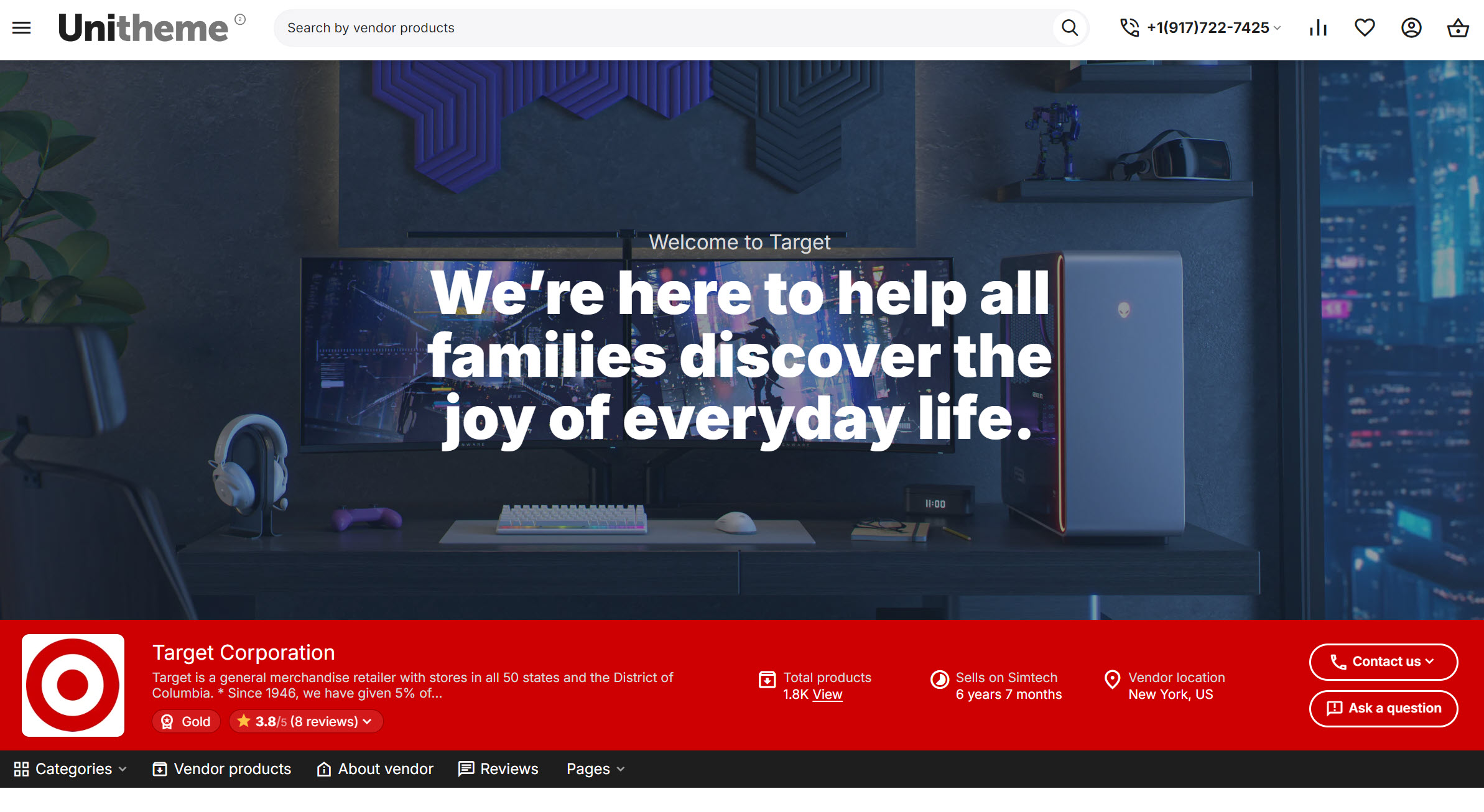 Example of banner on the page "AB: Vendor micro-store"