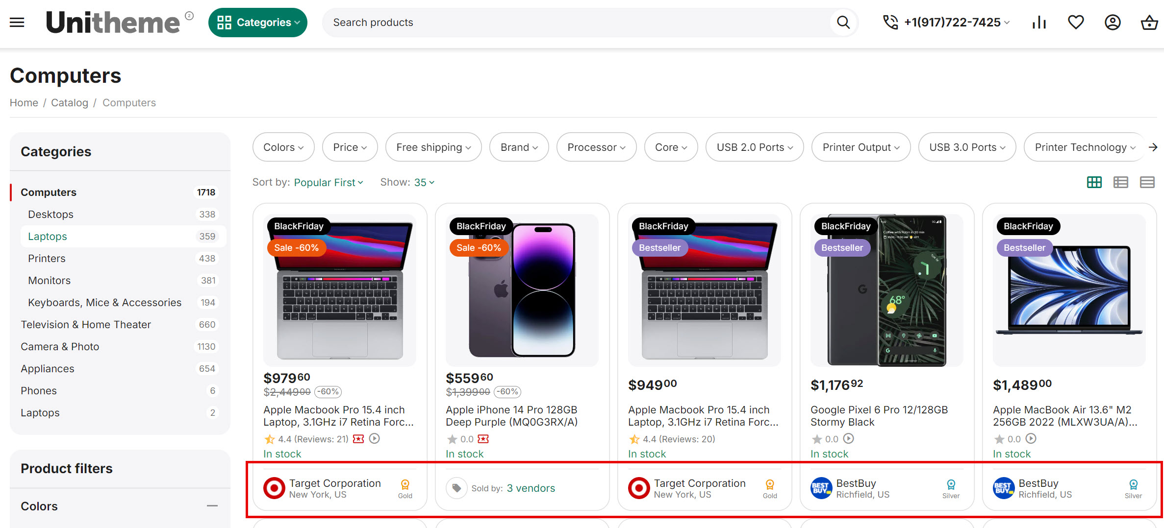Example on "Grid" product list page