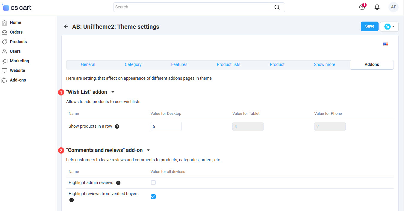 "AB: Addons" tab