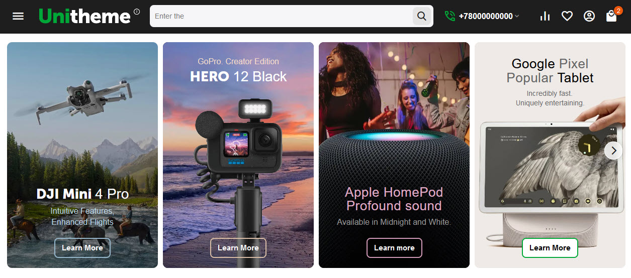 Example of the banners template "AB: Advanced banner (multiple banners in row)"