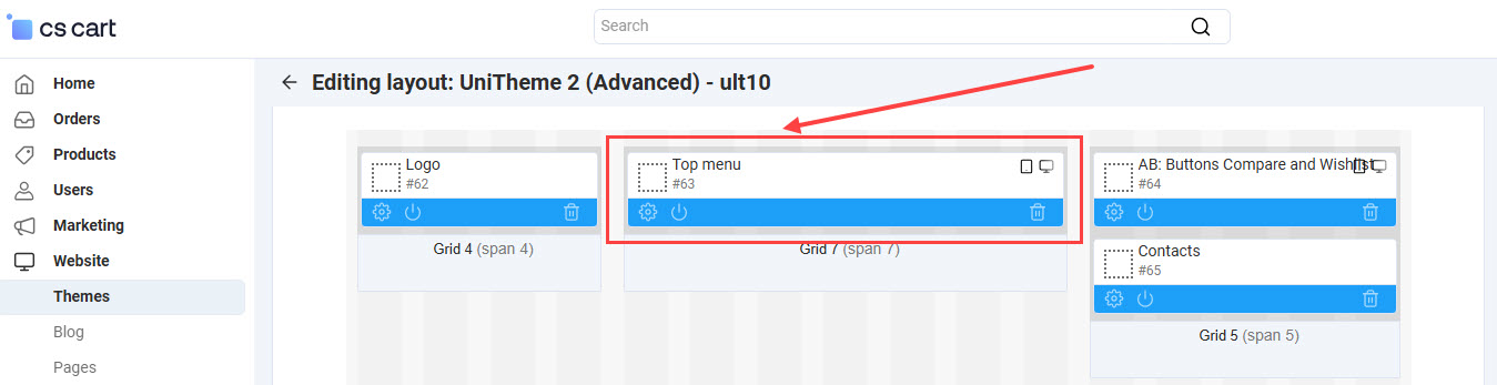 "Top menu" block in layouts UniTheme 2 (Advanced) and UniTheme 2 (Fixed)